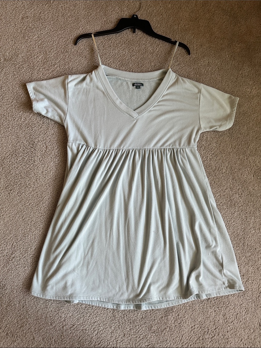 wild fable Cream V-Neck Short Sleeve Babydoll Mini Dress